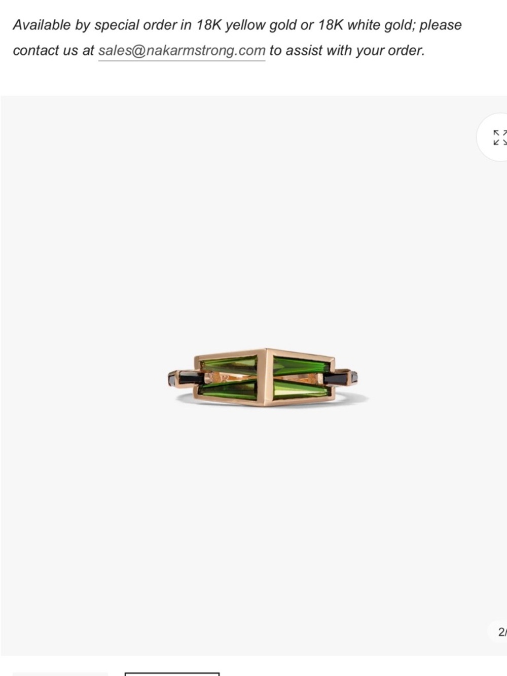 Rose Gold Geometric Ring with Green Gemstones